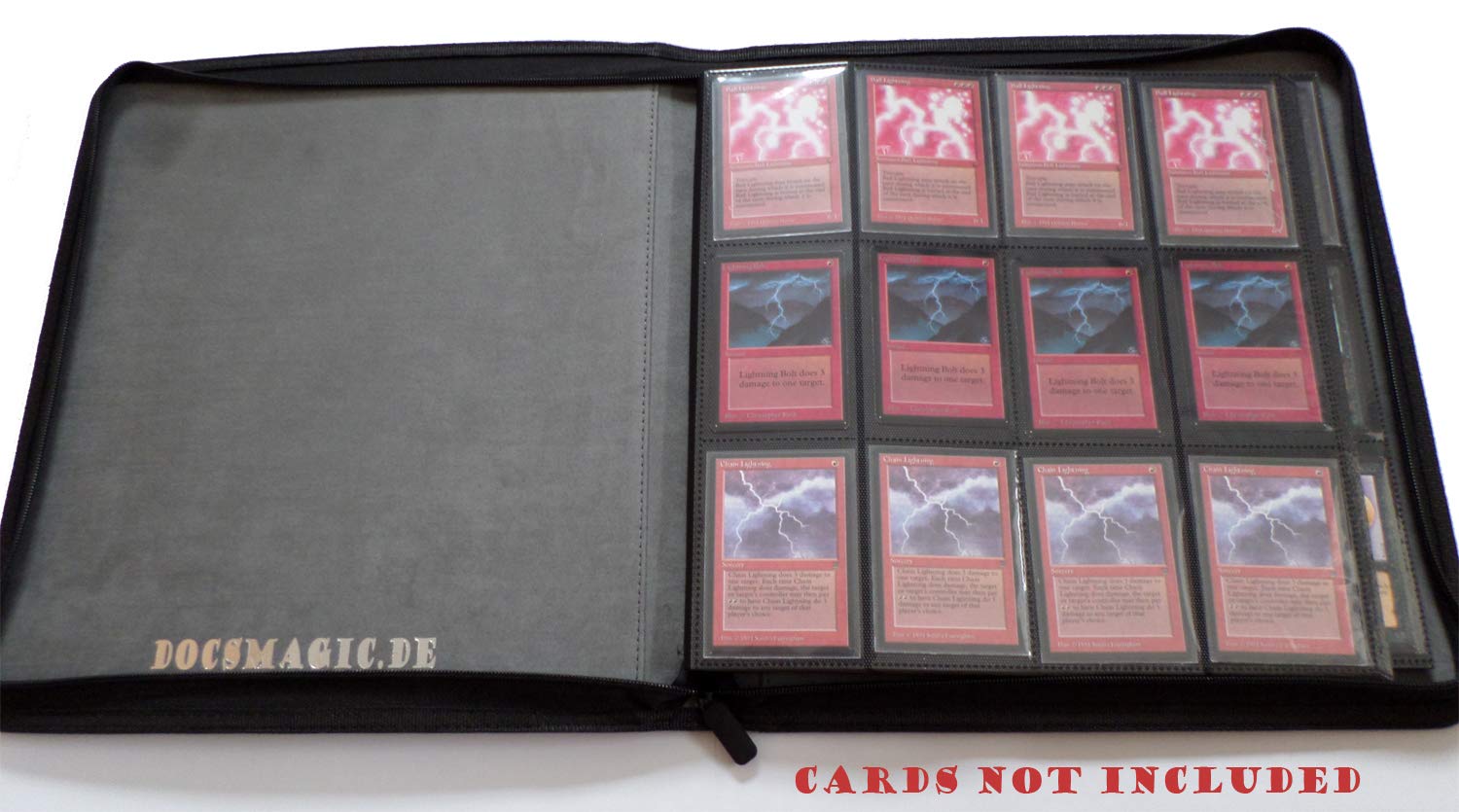 docsmagic.de Premium Pro-Player 12-Pocket Playset Zip-Album Black - 480 Card Binder - MTG - PKM - YGO - Cremallera Negra