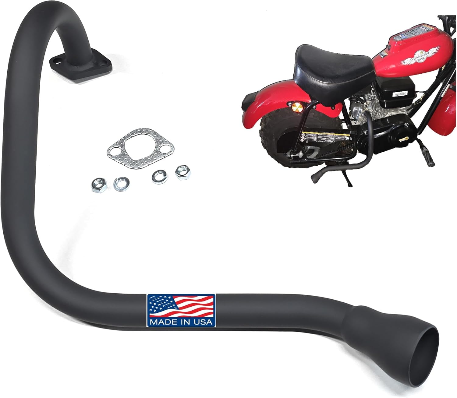 ARSPORT Black Left Long Exhaust Pipe for For Coleman CT200U BT200X KT196,For Predartor 212 Engine Baja MB165 MB200 Doodlebug Mini Bike, Axis M200, Mini Bikes 212CC, Hisun 196cc Engine