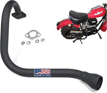 Black Left Long Exhaust Pipe for For Coleman CT200U BT200X KT196,For Predartor 212 Engine Baja MB165 MB200 Doodlebug Mini Bike, Axis M200, Mini Bikes 212CC, Hisun 196cc Engine