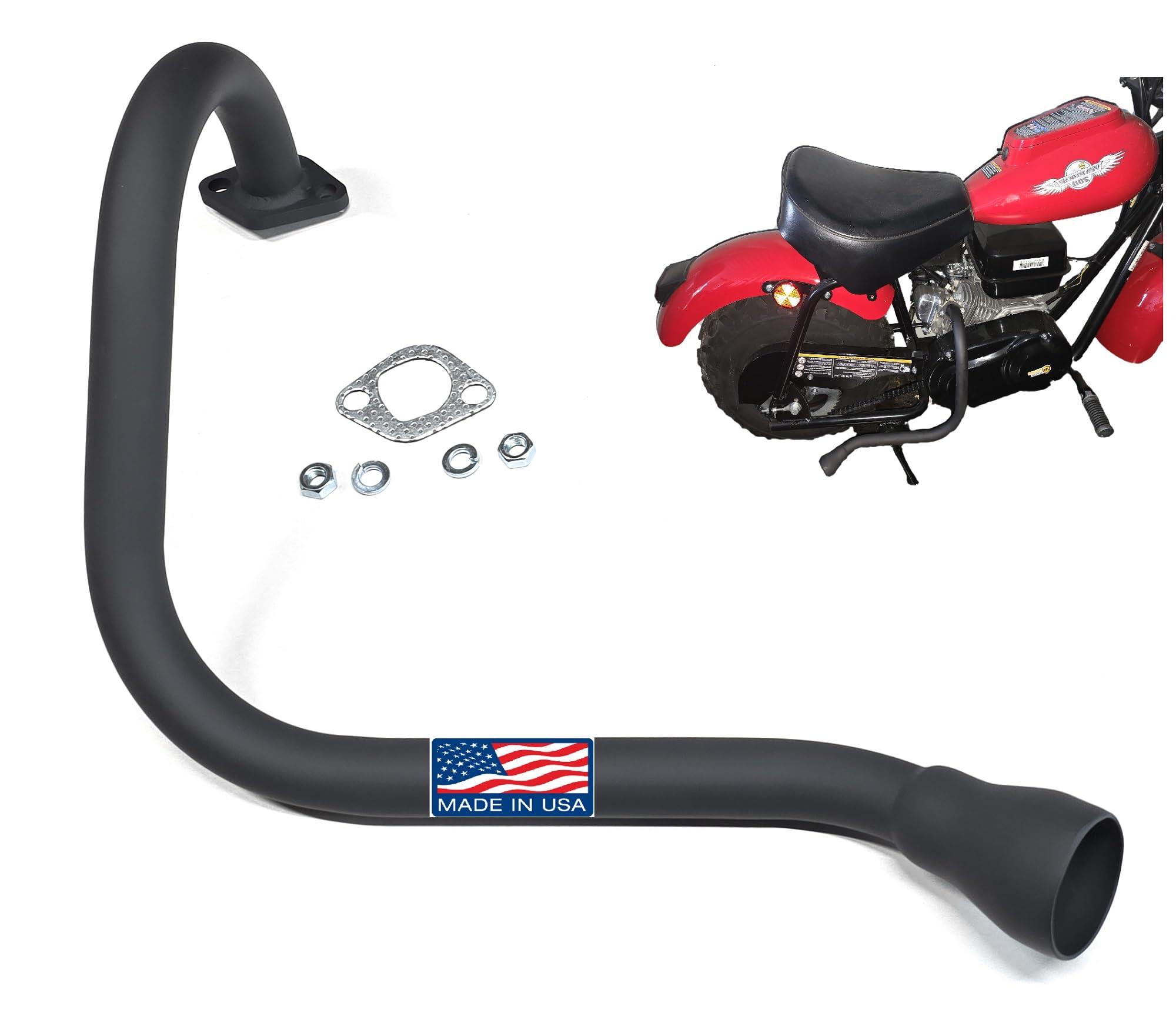 ARSPORT Black Left Long Exhaust Pipe for For Coleman CT200U BT200X KT196,For Predartor 212 Engine Baja MB165 MB200 Doodlebug Mini Bike, Axis M200, Mini Bikes 212CC, Hisun 196cc Engine