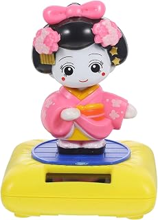 COHEALI Estatueta De Boneca Quimono Boneca Bobblehead Movida A Energia Solar Balançando A Cabeça Sentada Estatuetas De Boneca Japonesa Kokeshi Boneca Gueixa Kabuki Decoração De Painel De