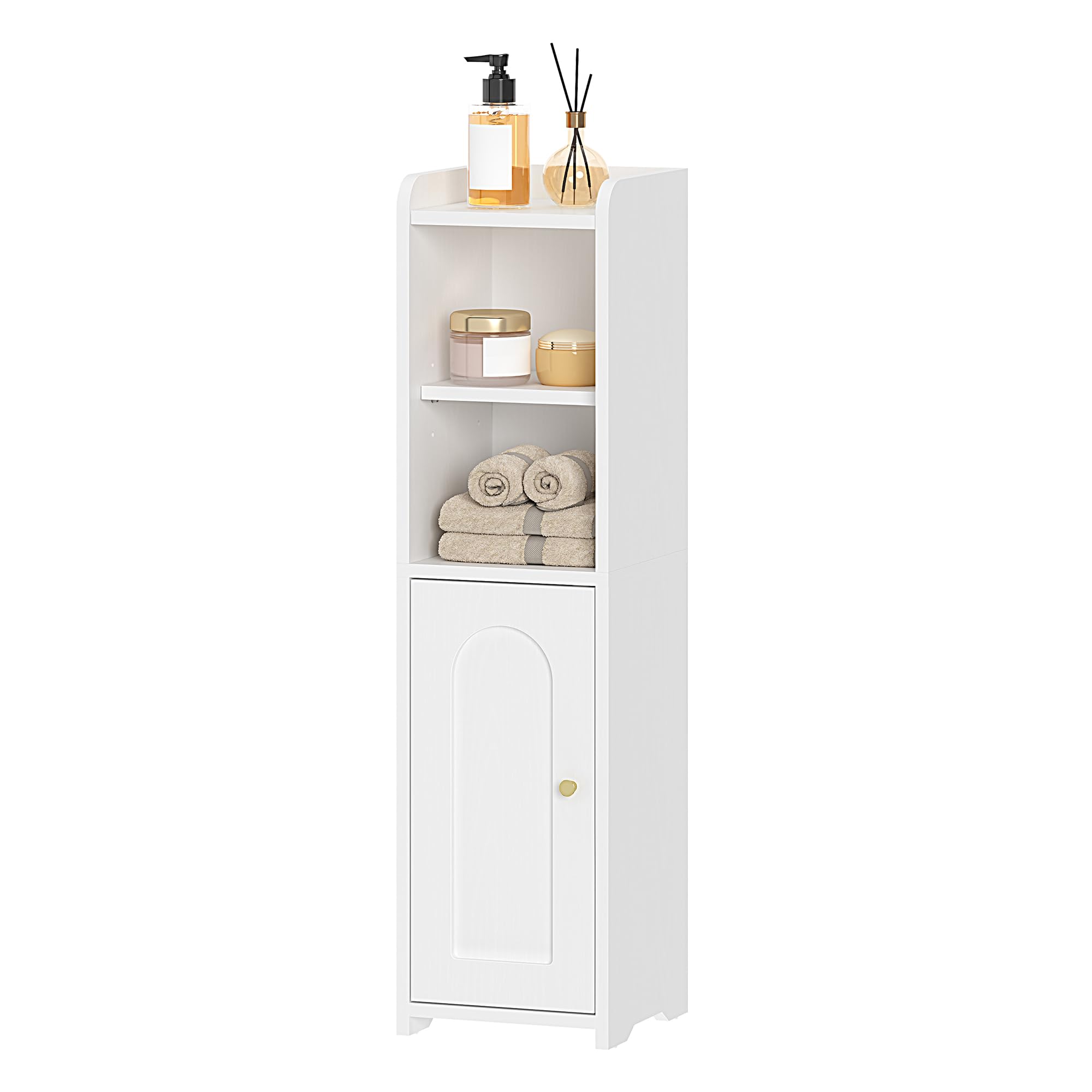 Hzuaneri Badezimmerschrank, Toilettenschrank mit Türen, Badschrank, schmales Badregal, Verstellbare Ablagen, platzsparend, für Badezimmer, Wohnzimmer, ‎20 x 20 x 75 cm, Weiß BC19703X