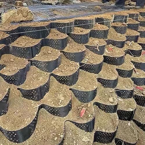 MLYAYE Kiesgitter Kiesmatten Kieswaben Geogitter für Stützmauern, 10–15 cm tief, HDPE-Kunststoff, Kiesstabilisierungsgitter, Netz zur...