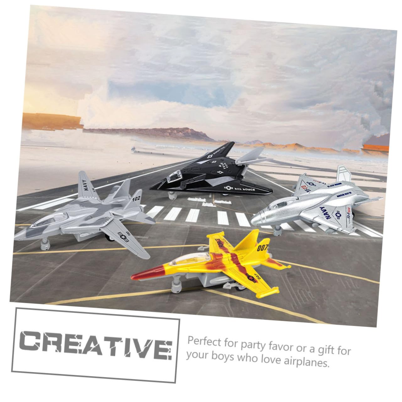 4 Piezas de Juguetes de Aviones de Aleación Motor de Fricción para Niños, Mejora Habilidades Cognitivas, Adecuado para Colección y Obsequio de Navidad