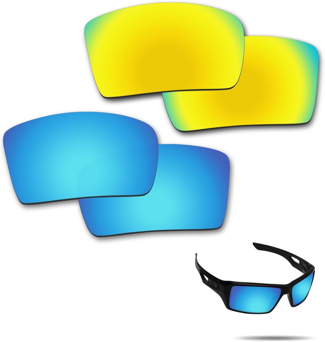 Polarized Lenses Replacement for Oakley Eyepatch 1&2(OO9136) Sunglasses with Anti-scratch&Anti-saltwater&Anti-dust Coating(Ice Blue & 24K Gold)