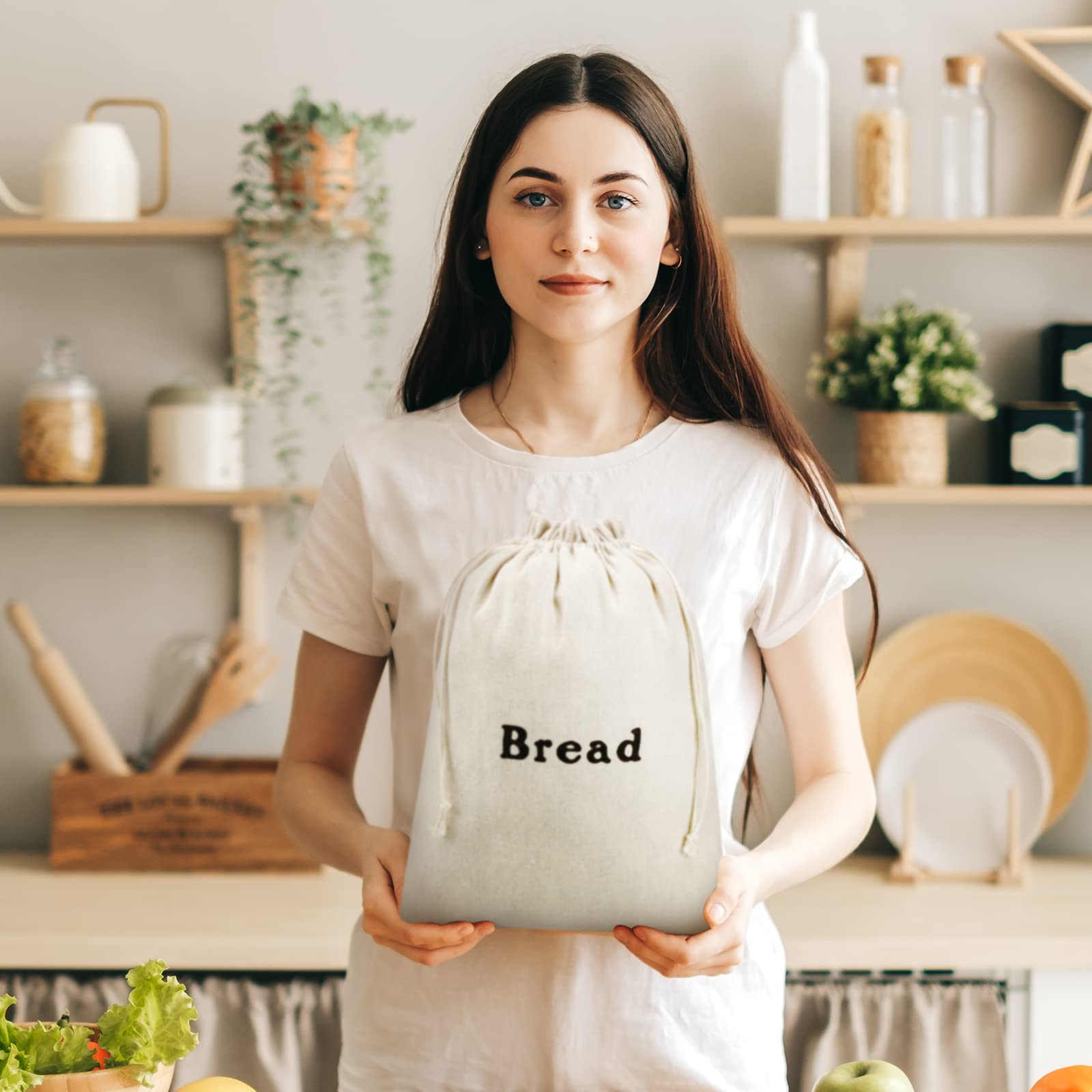 Bolsas de pan de lino – Contenedores reutilizables de almacenamiento de pan (12 piezas) – Bolsas de panes y pasteles sin blanquear de 12 x 15 pulgadas para panadería, picnic, boda, camping 4