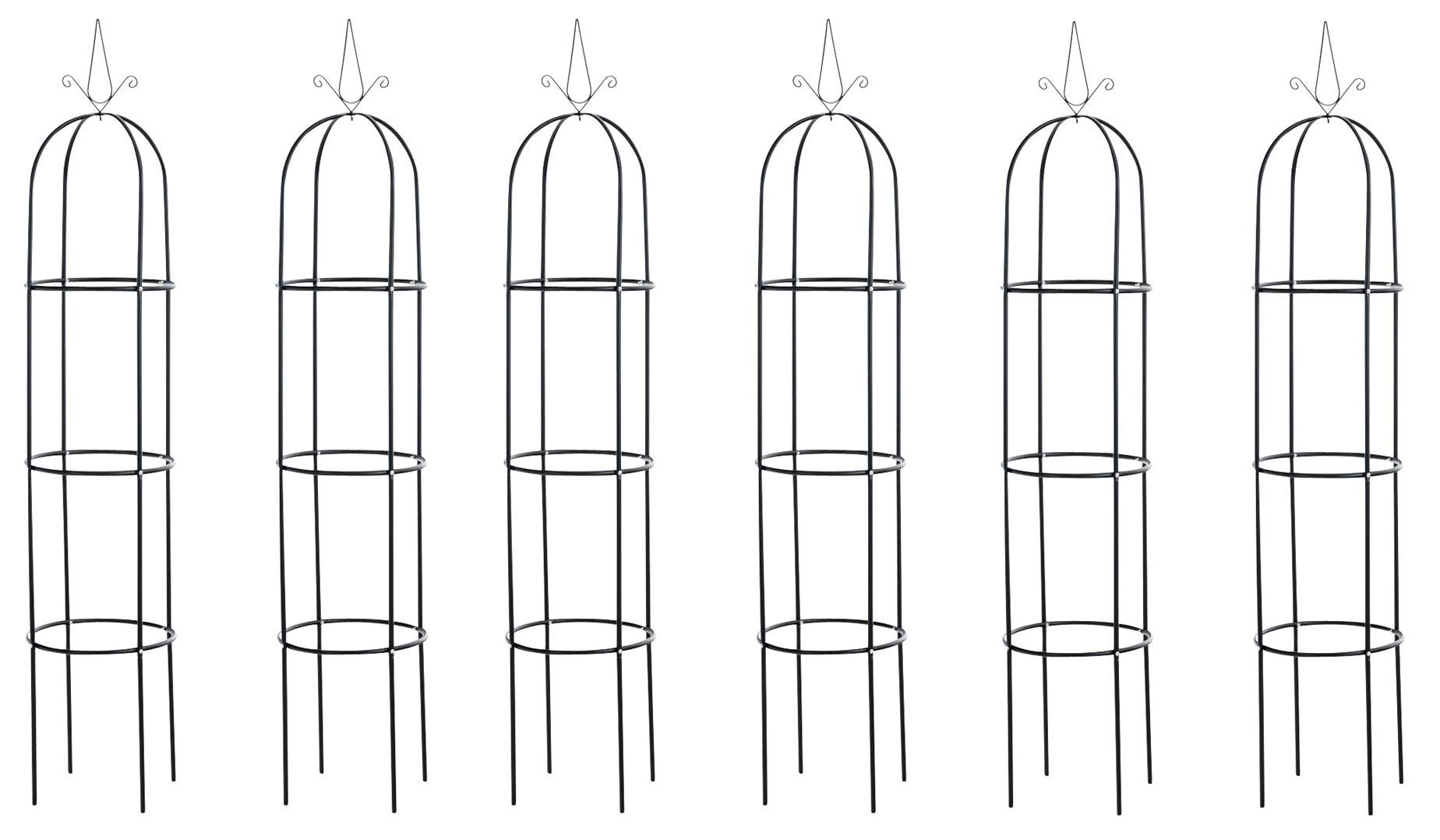 CLP Tuteur pour Plantes Grimpantes ROMANTIKA V2 en Forme d'Obélisque en Métal Hauteur 190 cm, Couleur:Noir, Taille:6er Set