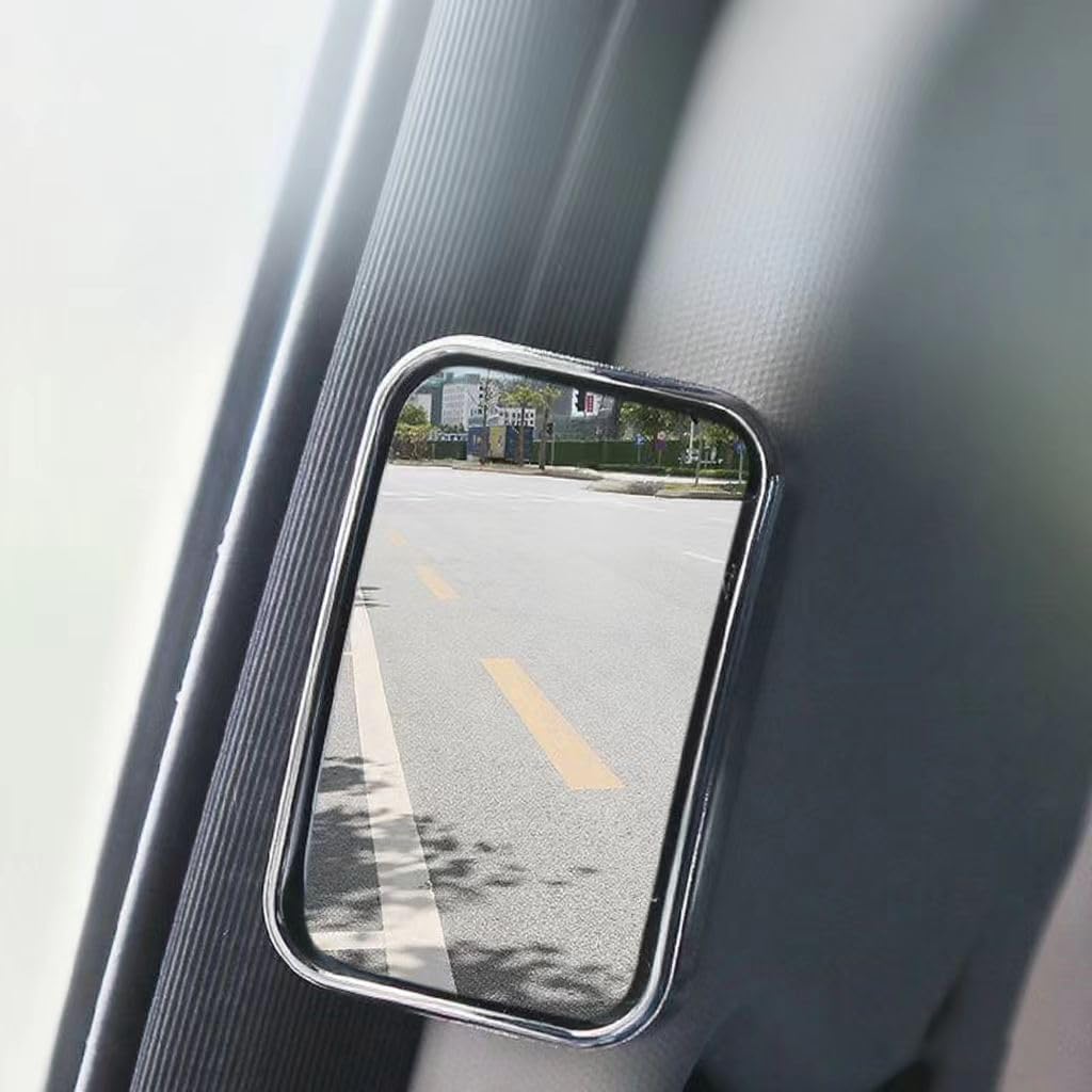 2PCS Blind Spot Mirror, Adjustable Convex Rear View Mirror, Inside Strong Adhesive for A/B Pillar of Car, Van, SUV and Trucks (Rectangle, 40mm × 63mm）