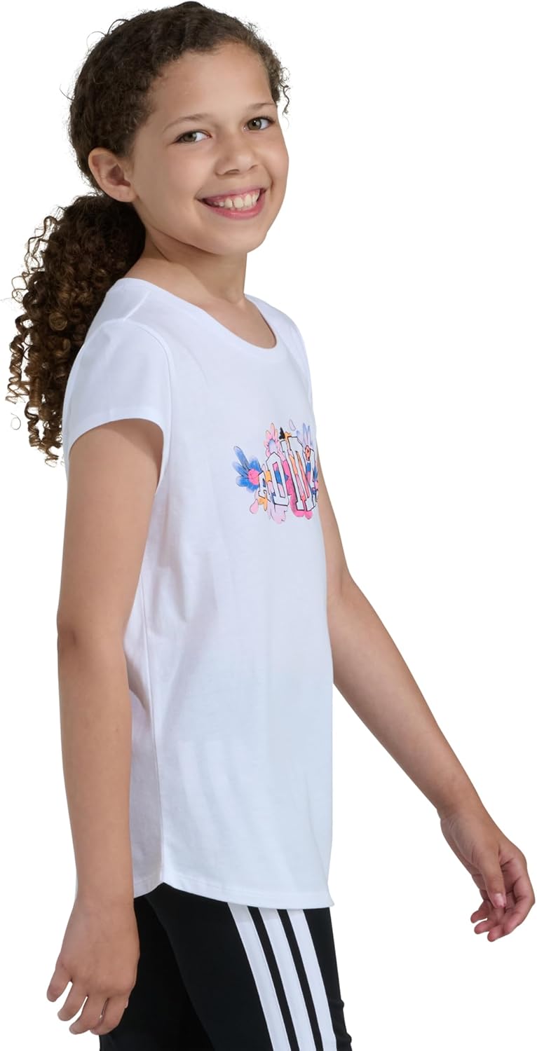 adidas, Girls, Cap Sleeve Tee (Big Kids), White, Large, Big Kid - Image 3