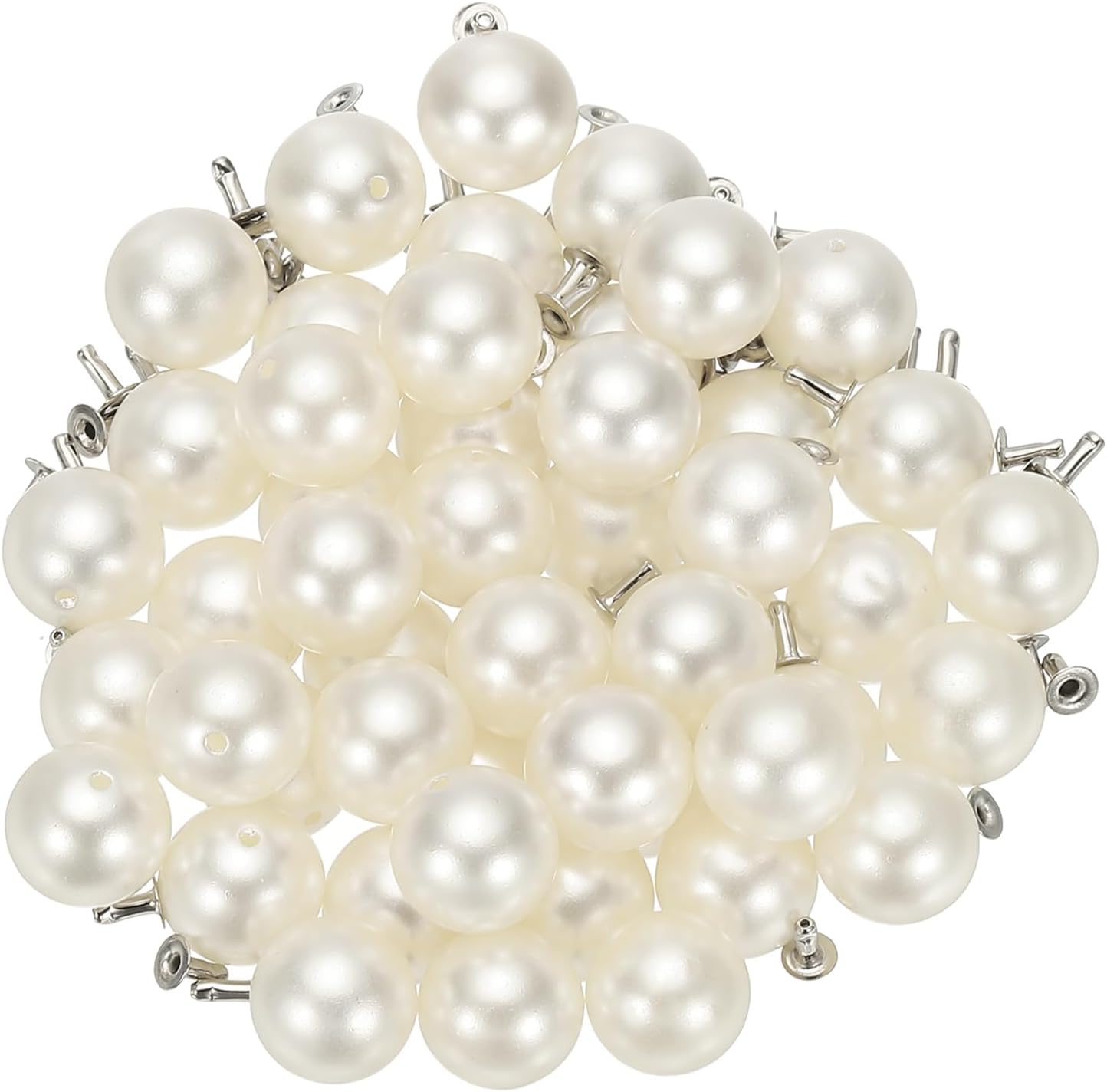 PATIKIL 16mm Pearl Studs for Clothing, 100 Sets Pearl Spikes for Clothes Faux Pearls Spikes Leather Rivets Buttons Round Plastic ABS for Leather Jacket Crafting Fabric Shoes, White
