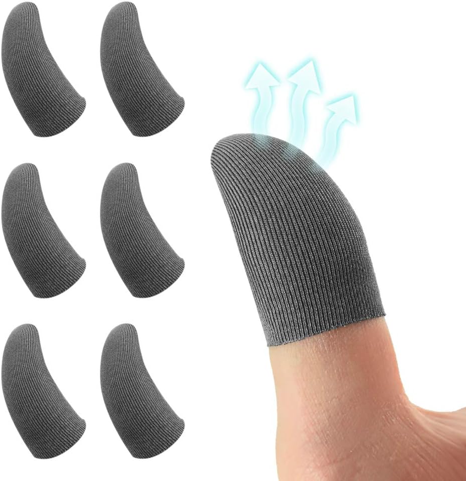 DLseego PUBG Mobile Game Controller Finger Sleeve Sets [6 Pack], Smooth Thin Anti-Sweat Breathable Full Touch Screen Sensitive Shoot Aim Joysticks Finger Set for Knives Out/Rules of Survival