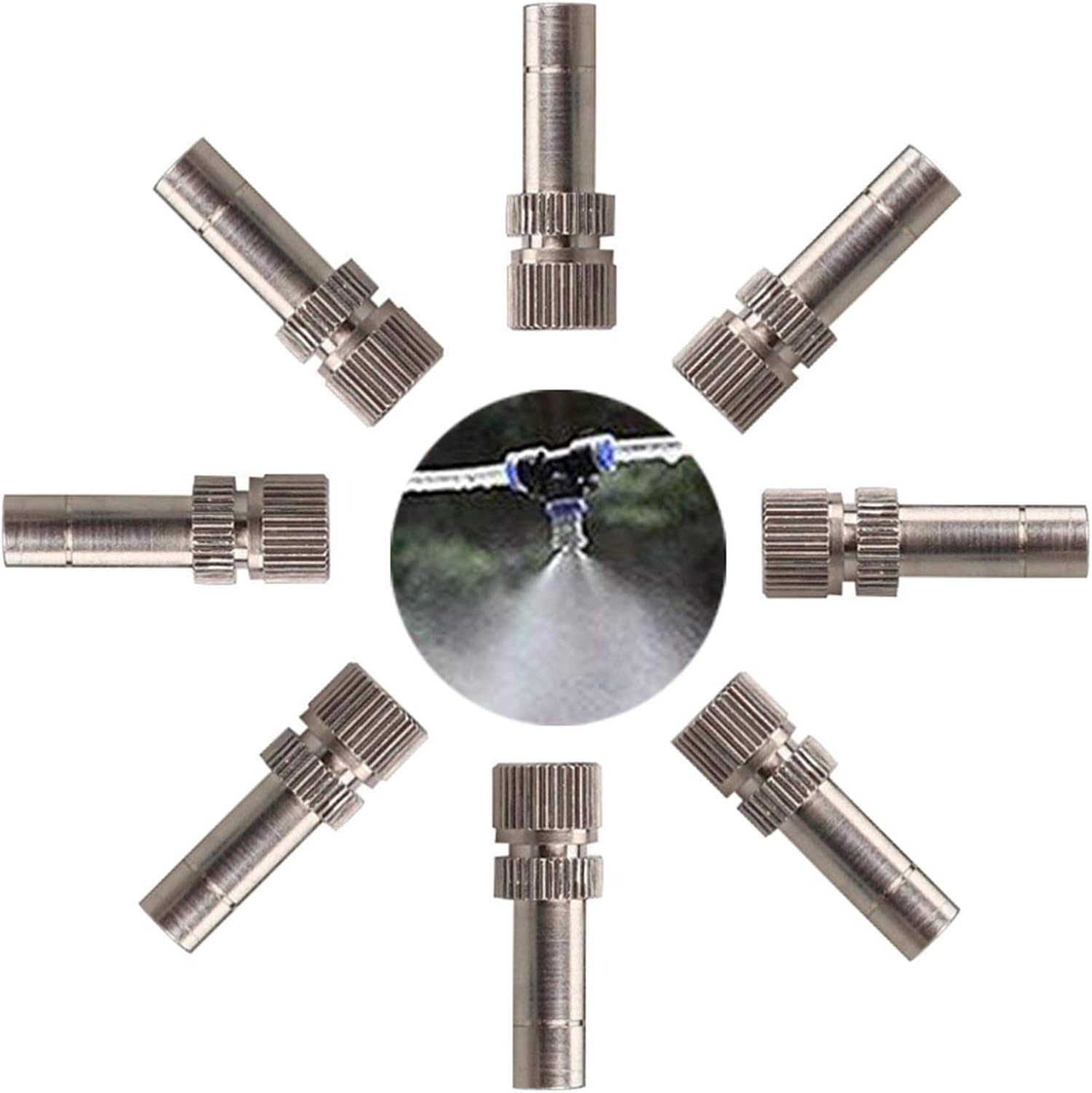 80pcs Misting Nozzles for Cooling System, 6mm Quick Connect Mister Heads, Water Mister Nozzles, Stainless Steel Sprinkle Fog Nozzles for Patio Garden 0.004-0.024Inch Sprayer Irrigation Tool Kit