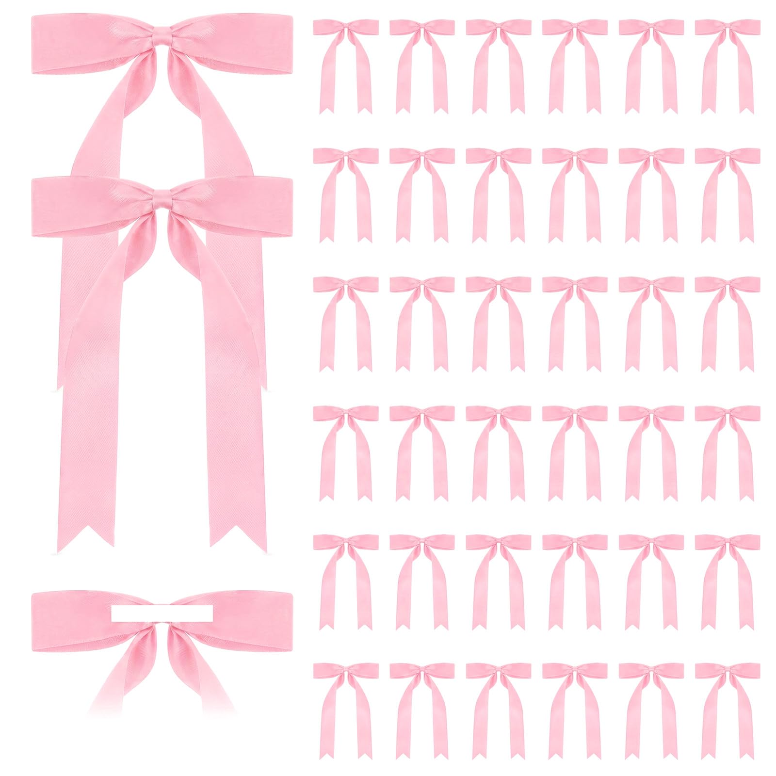 30PCS Pink Bow for Gift Wraping - Self-Adhesive Ribbon Bows for Crafts, Mini Tie Bows Decor for Party Favors DIY Cake Wedding Baby Shower Birthday
