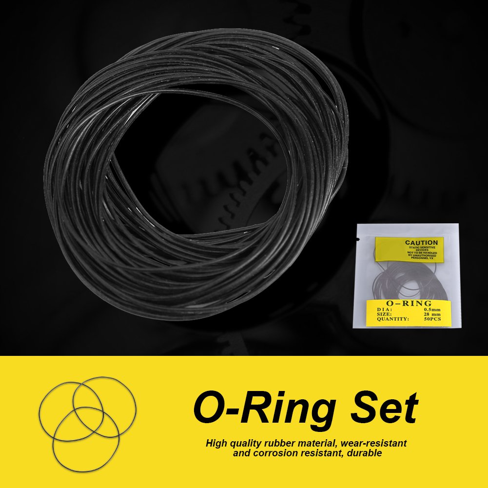 O- Watch Back Gaskets, 950pcs/set Universal Rubber O- Seal Gaskets for Watch Back Cover 0.5/0.6/0.7mm 12mm-30mm(0.5mm)