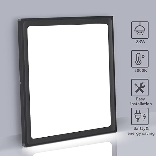 Miniatura 2 de Stayofa Paquete de 2 luces LED de techo de 12 pulgadas y 28 W, cuadradas, 3200 lúmenes, 6000 K, blanco, delgado, plano, lámpara de techo de