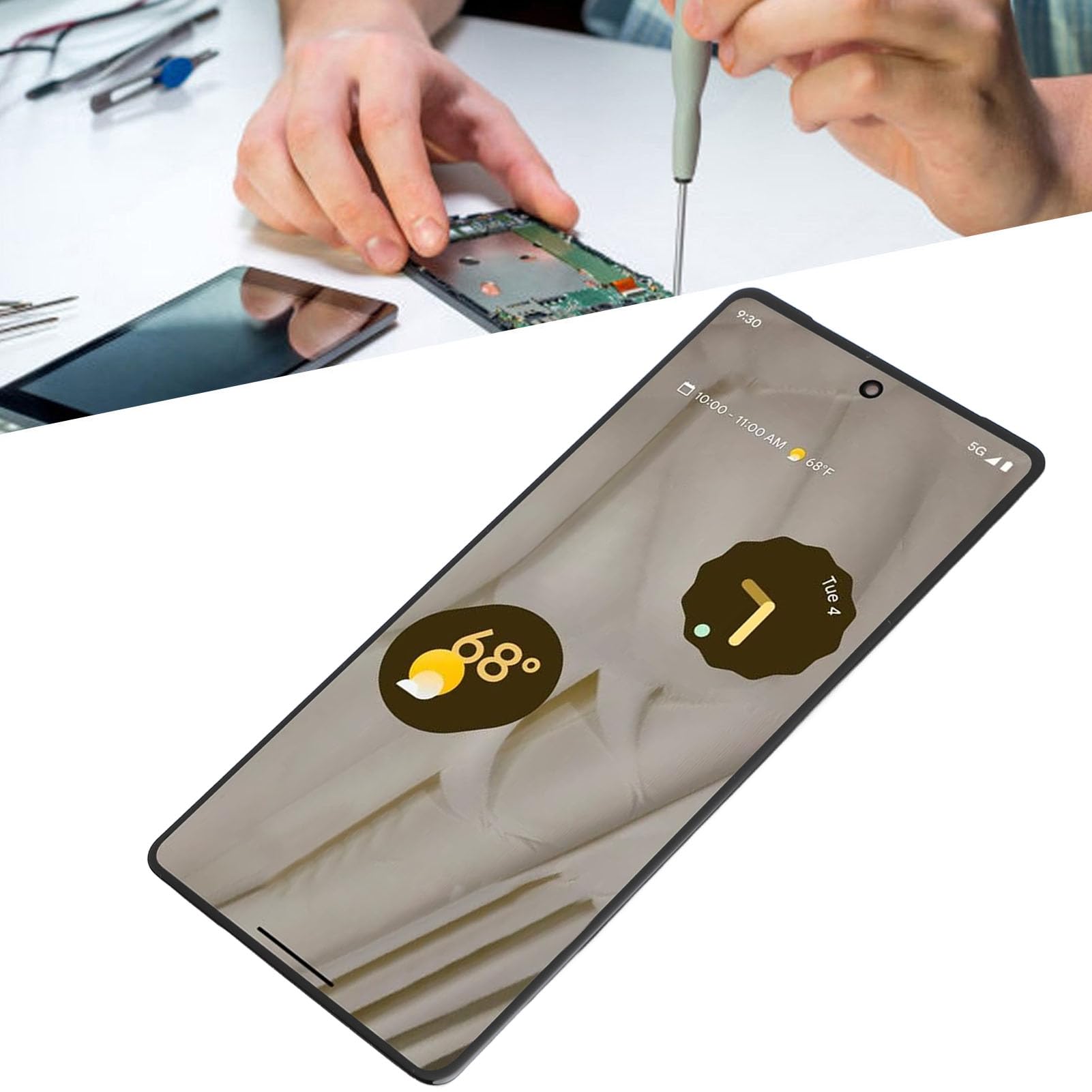 Bildschirmaustausch für Smartphone, Display Touchscreen Baugruppe mit Fingerabdruckerkennung, Hohe Berührungsempfindlichkeit, mit Reparaturwerkzeugen