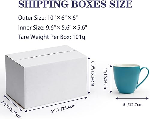 Vista 17 de Paquete de 40 cajas de envío pequeñas de 8 x 6 x 6 pulgadas, cajas de correo de cartón corrugado blanco para envío, embalaje de pequeñas empresas