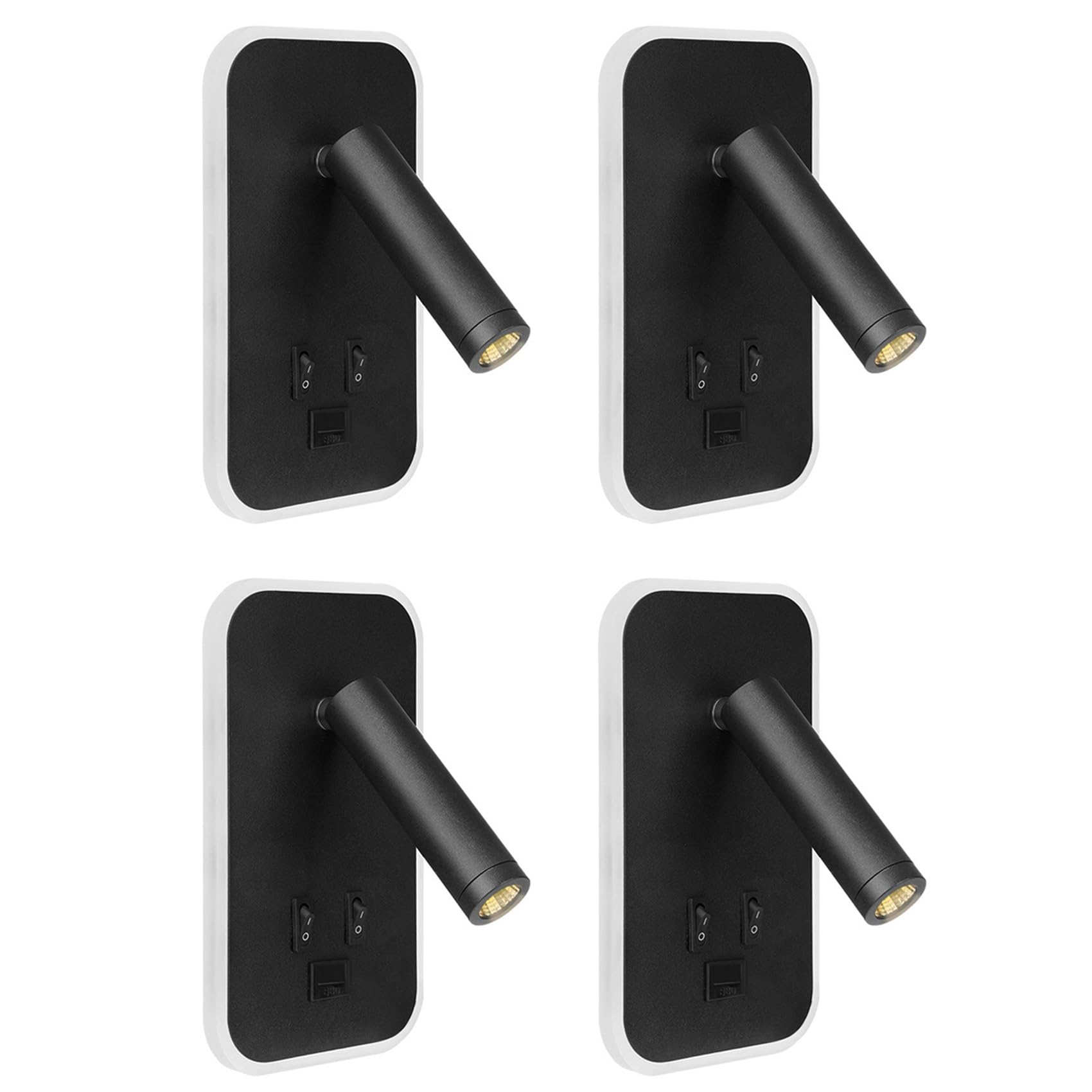 Vjsujehgy 4X Wall Light Backlight USB Charging 330 Degree Rotation Adjustable Wall Lamp Bedside Study Reading Sconce Lamp Black