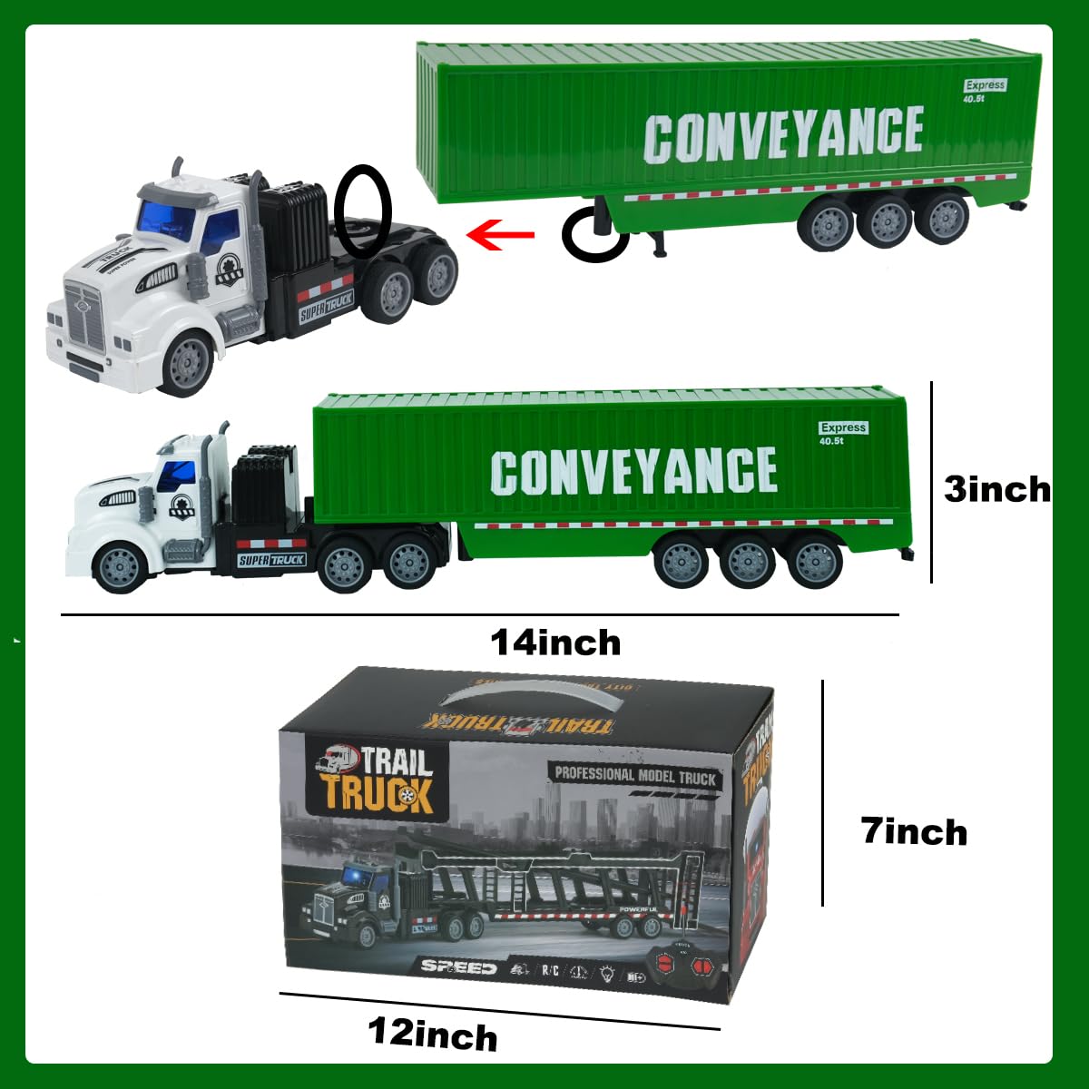 Hztyyier 1:65 RC-Container-LKW – Realistisches Legierungsmodell Für Kleine & Große Fahrzeugfans, Interaktives Spielzeug Mit Fernsteuerung