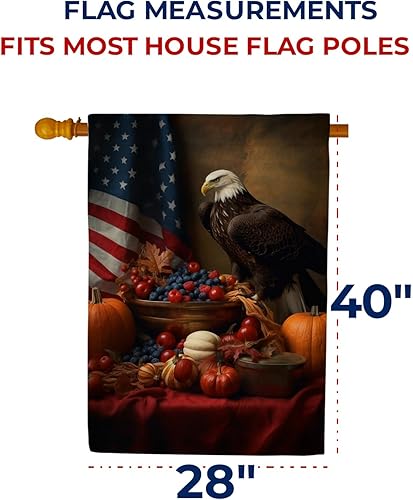 Miniatura 7 de Bandera patriótica de otoño con recompensa de la casa de Acción de Gracias, águila calva para Acción de Gracias, casa de campo americana, decoración