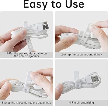 PAVSTINE Data Cable Organiser Small Cable Box White with 7 Cable Ties 1 x cable box white with adjustable compartments cable organiser for storing stationery batteries and charging cables