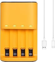 Vista 1 de Cargador de batería AA AAA de 4 bahías, cargador de batería inteligente USB AA AAA para baterías recargables AA AAA NiMH NiCD 1.2V (con 8 pilas AAA)