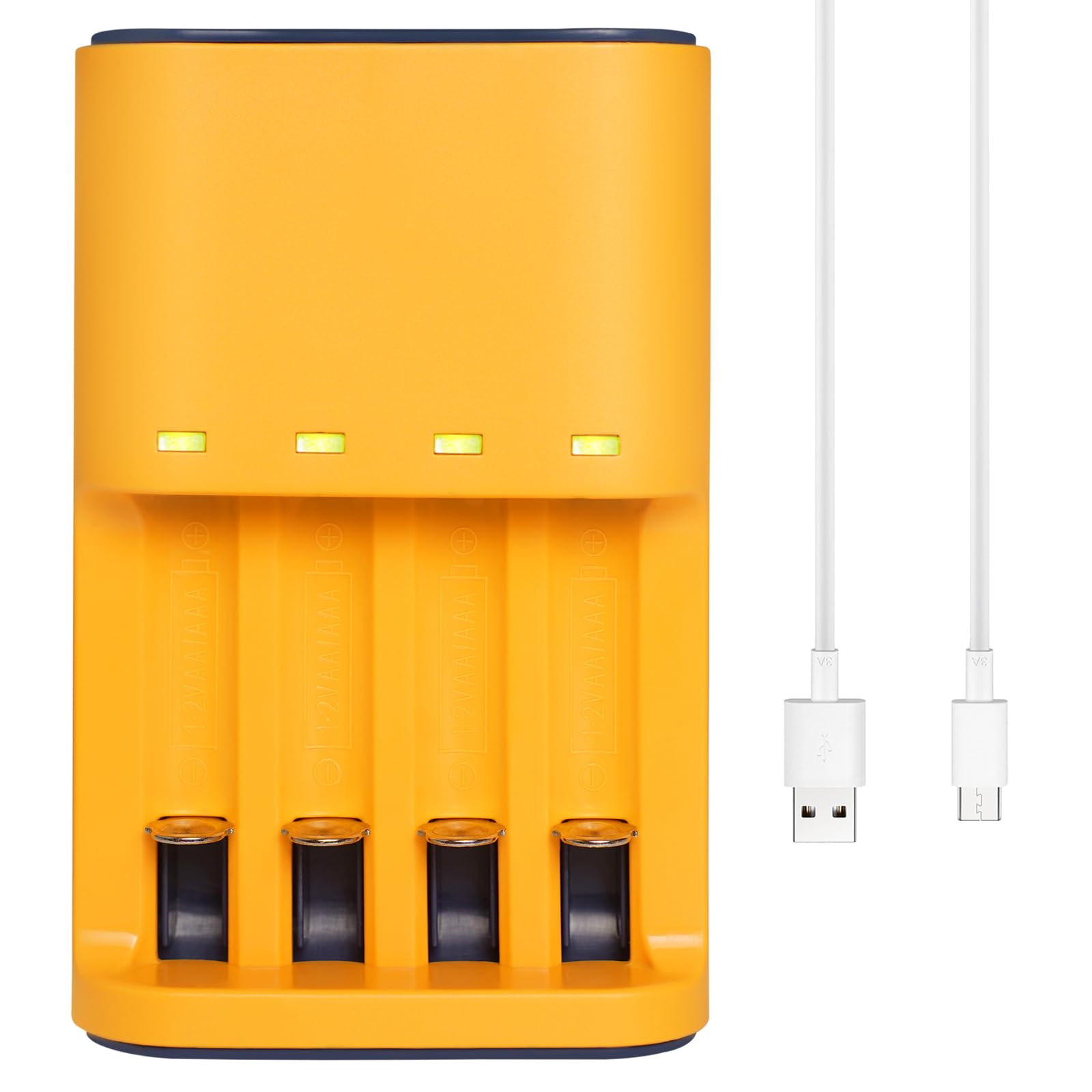 Skywolfeye4 Bay AA AAA Battery Charger, Smart USB AA AAA Battery Charger for AA AAA NiMH NiCD 1.2V Rechargeable Batteries (with 8 AAA Battery)