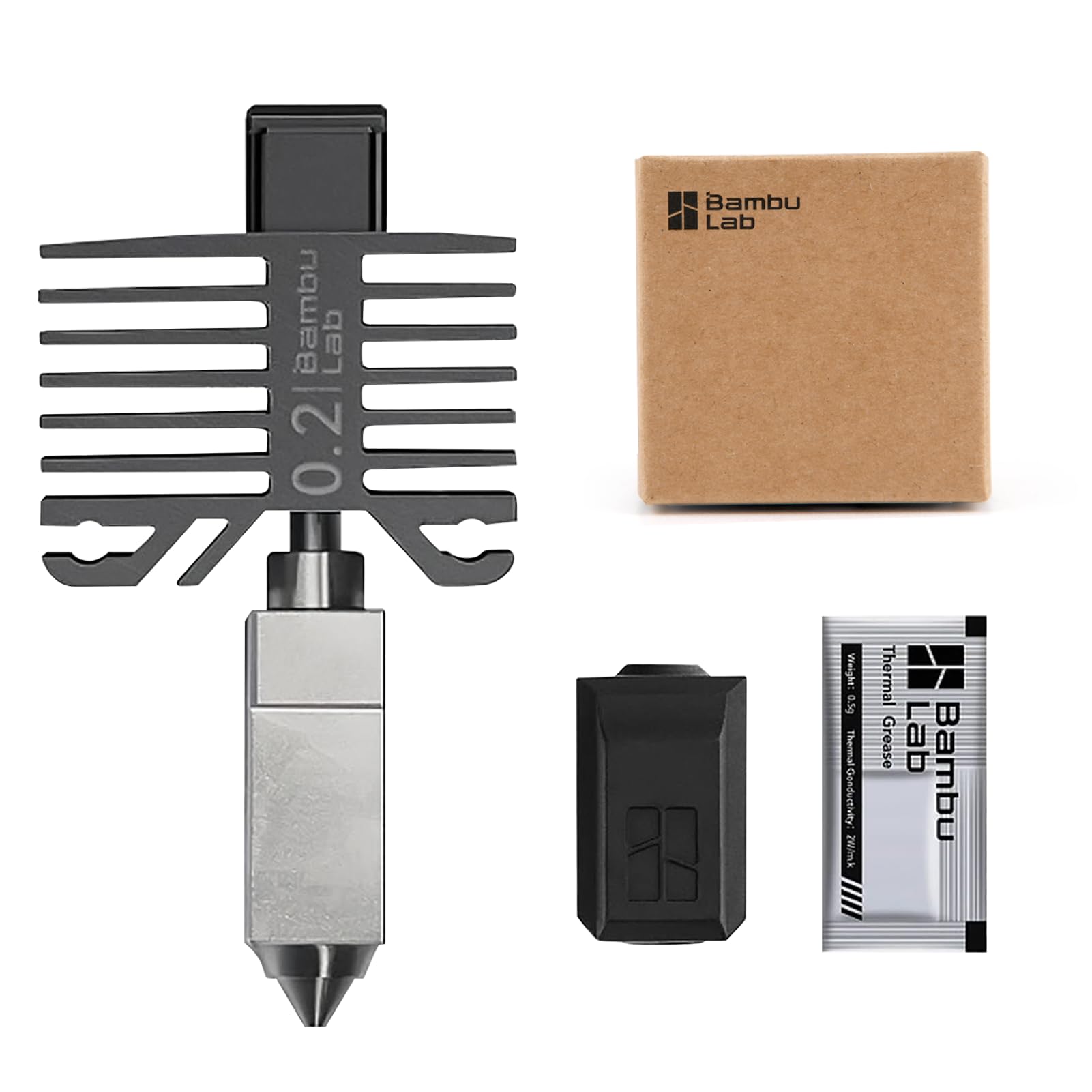 Original 0.2mm Stainless Steel Nozzle Assembly Hotend Kit for Bambu Lab X1 Series and P1 Series,Compatible with P1S P1P X1C X1 Carbon 3D Printer