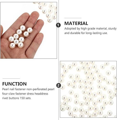 Miniatura 8 de VICASKY 150 juegos de remaches de perlas, remaches de perlas mixtas, remaches, botones, adornos para cuero, zapatos, cinturones, bolsas, sombreros,