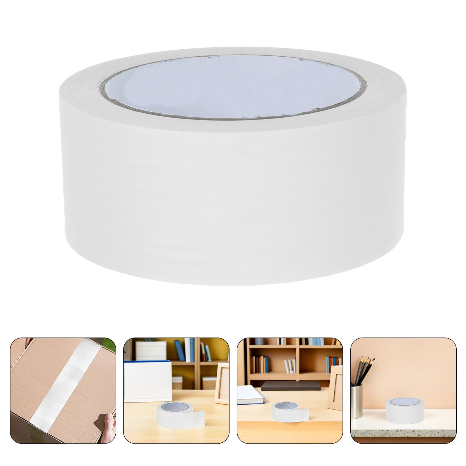 PLAFOPE 4 Rouleaux Ruban Adhésif d'Emballage Blanc Mat 45 MM X 30 M, Papier Kraft Recyclable, Inscriptible et Déchirable, Lot de 4 Rouleaux, Adhérence Forte pour Cartons, Expédition,
