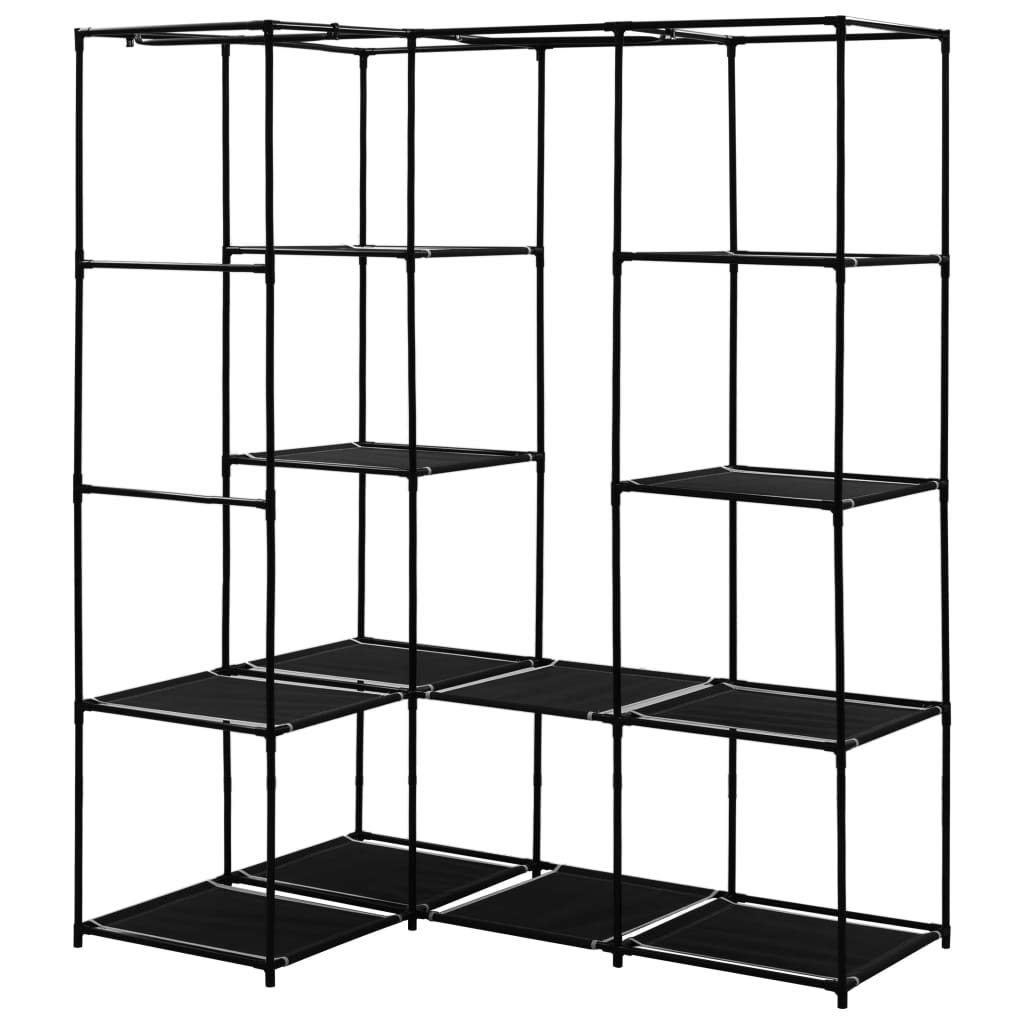 SKM Armario esquinero negro 130 x 87 x 169 cm, peso: 4,45 kg, 282449