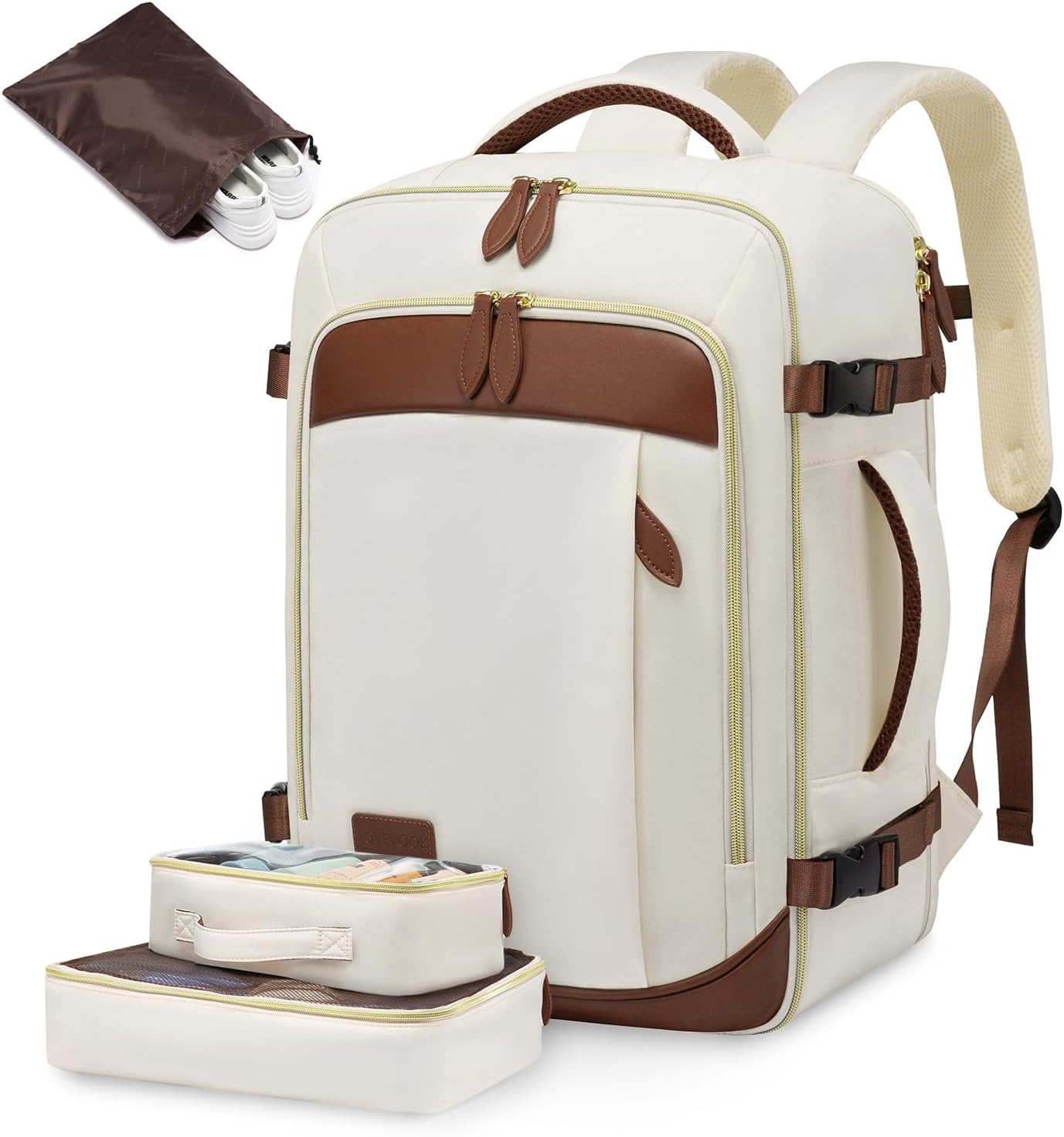 LOVEVOOK Travel Backpack Carry On Airline Approved, 50L Large Backpack with 3 Packing Cubes, TSA Travel Essentials Carry On Bag, Waterproof Weekender Overnight Luggage Daypack, Fits 18 Inch Laptop