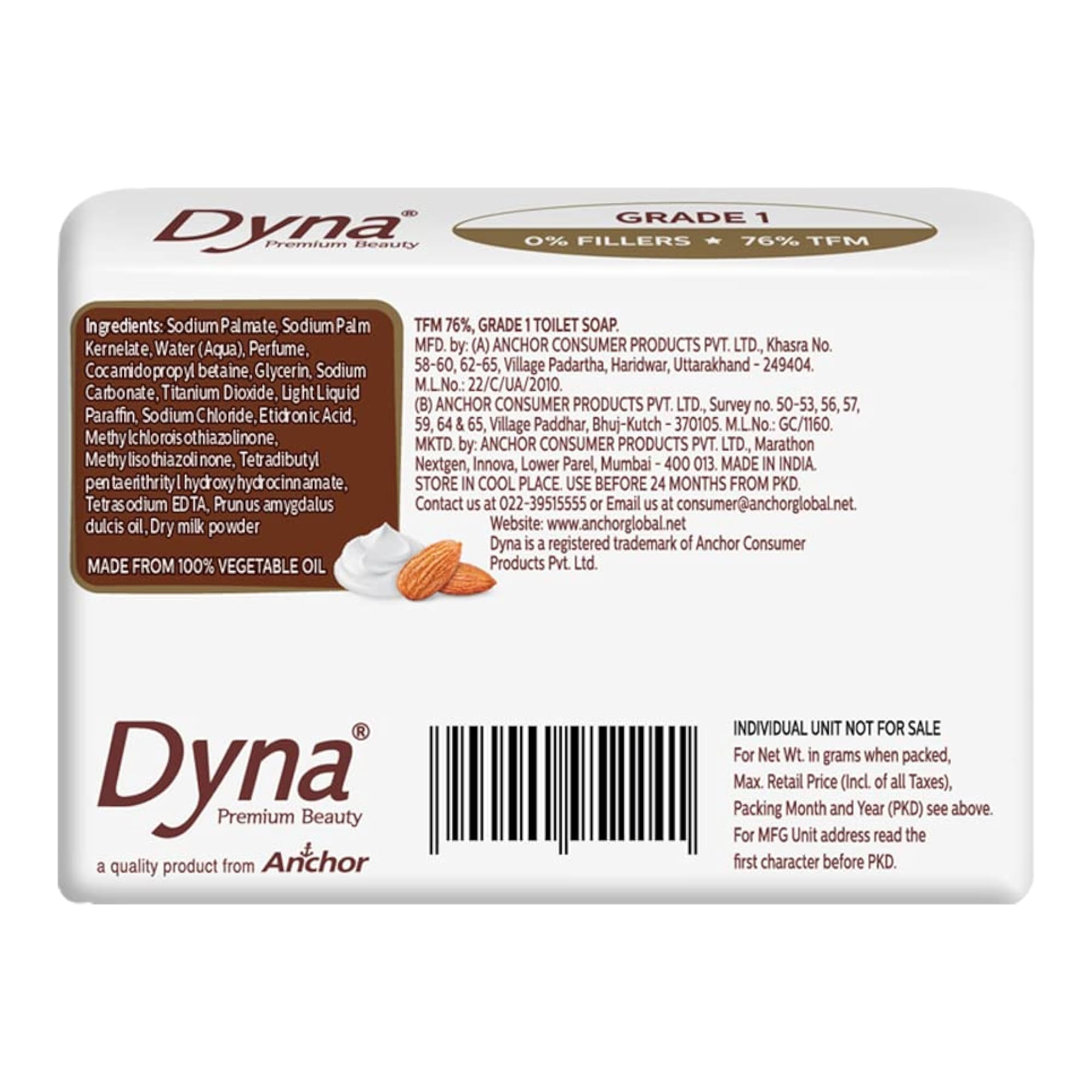 Milk Cream & Almond Oil Extracts Bathing Soap Pack of 5