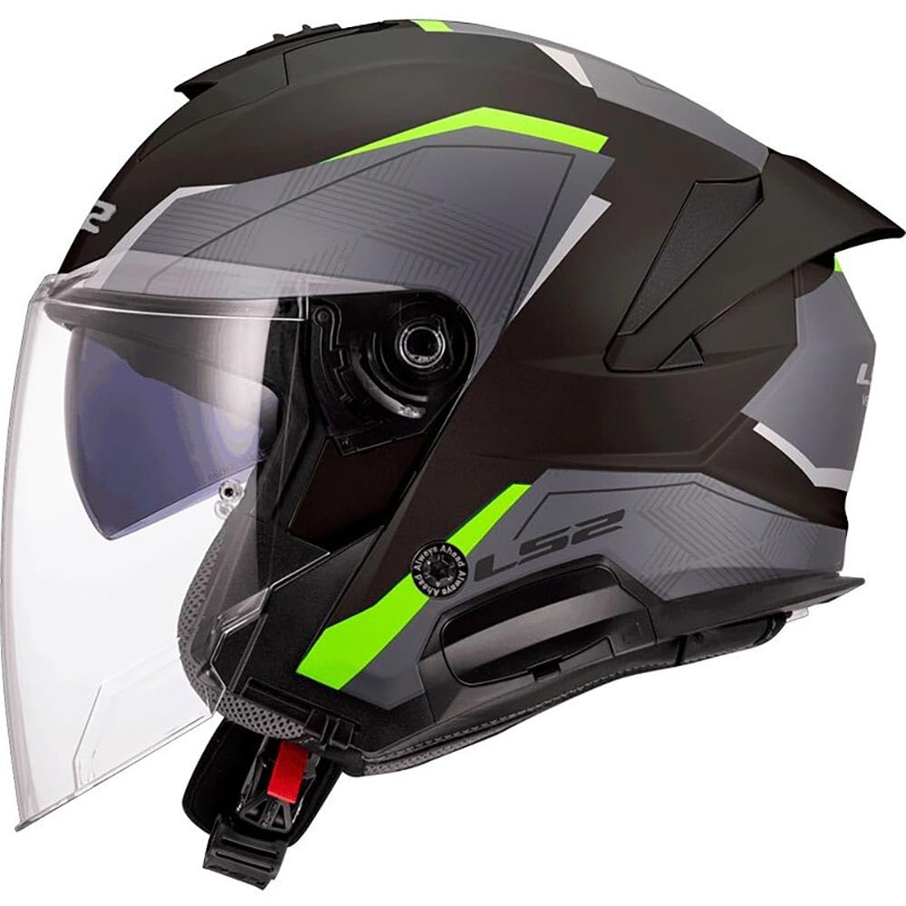LS2, Casco Moto Jet VERSO II AIR Black H-V Yellow, XS