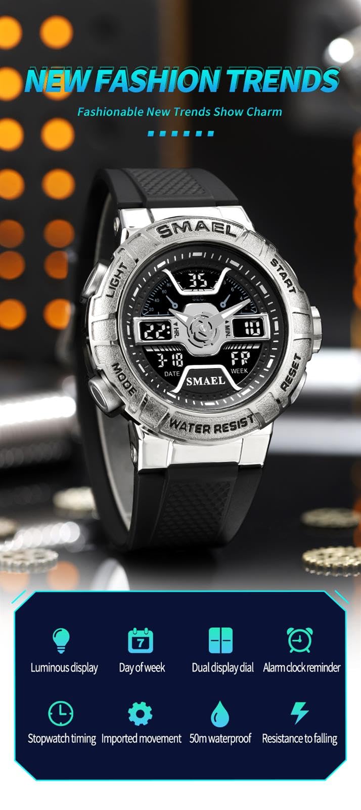 Montre De Sport pour Homme Numériques Montres Imperméable Digital Militaire Montres avec Alarme Mode Grand Cadran Montres