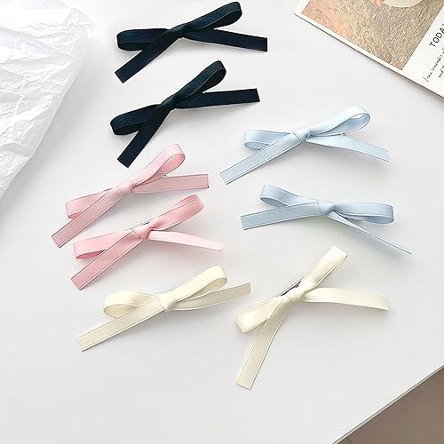 Miniatura 6 de 8 pinzas para el cabello para mujer, lazos de satén con lazo, bonitos lazos para el cabello, accesorios para el cabello de color sólido para mujer