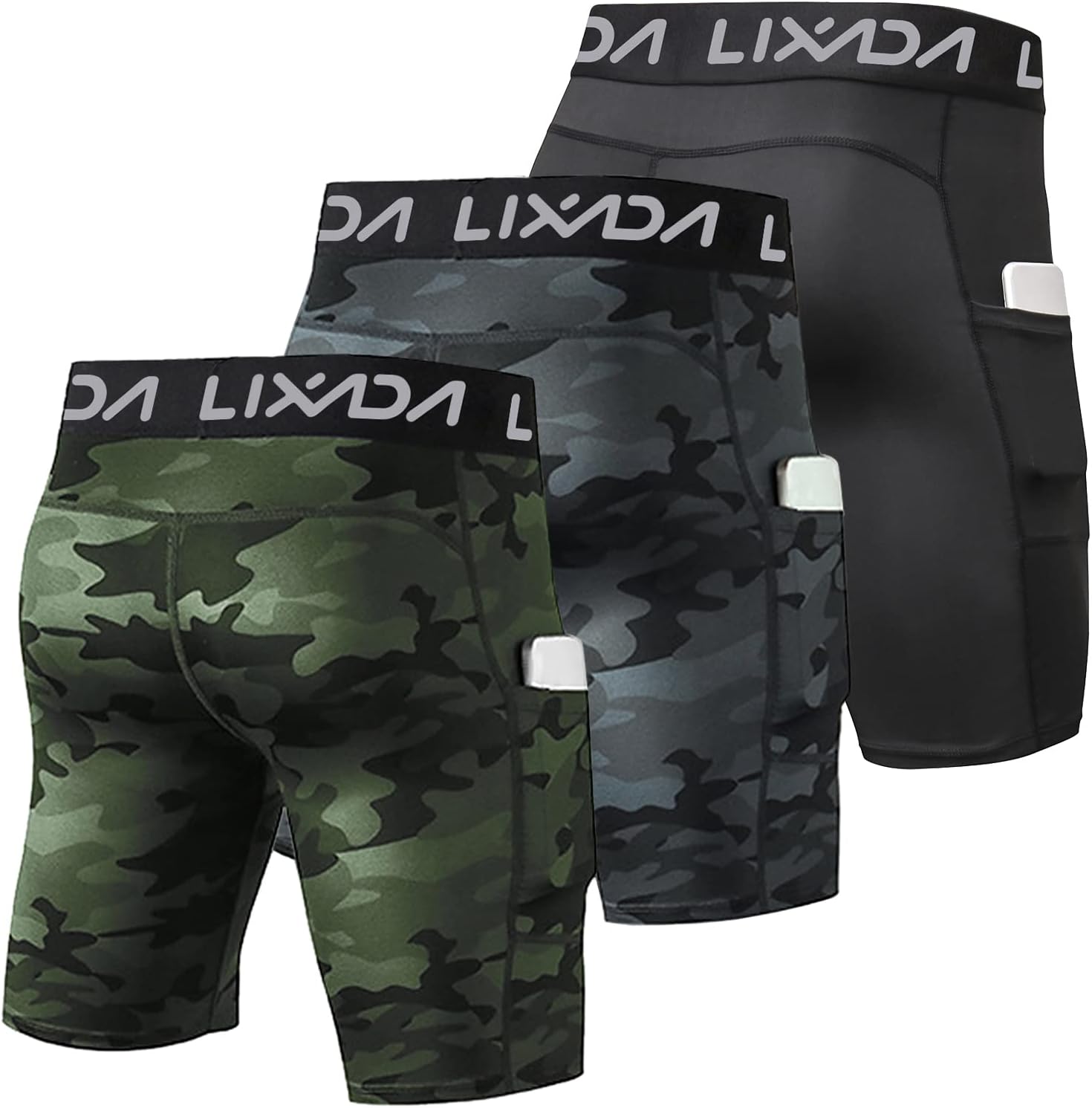 Lixada Men's Compression Shorts Pants 3Packs, Performance Sports Baselayer Cool Dry Tights Active Workout Underwear - Image 6