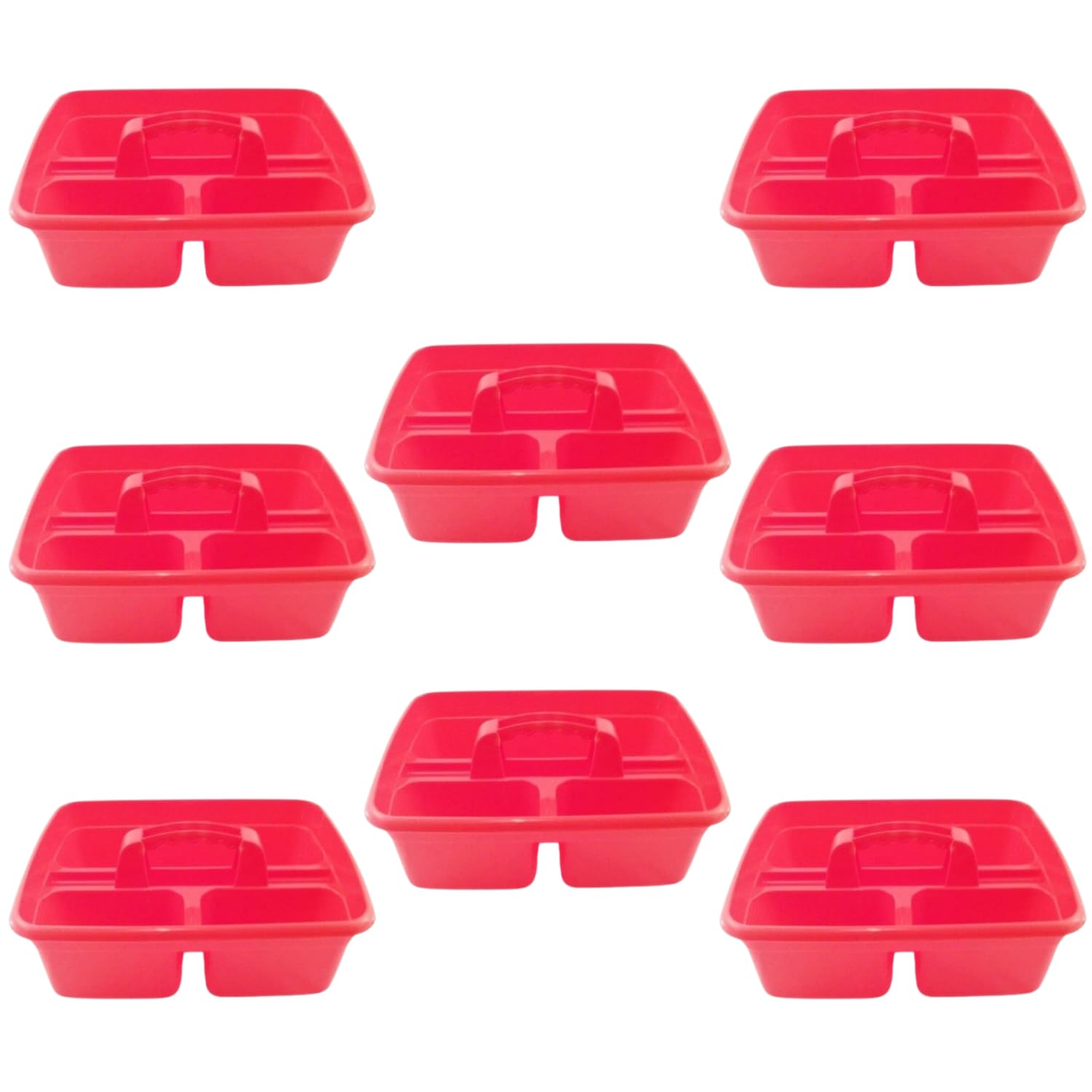 SuperPetStoreUK247 Caddy Tray – 12" x 15" 3 Compartment Polypropylene Carrying Container with Handle – Cleaning Tool Storage Caddy – Colour Coded – For Home Garden Equestrian Red Pack of 8