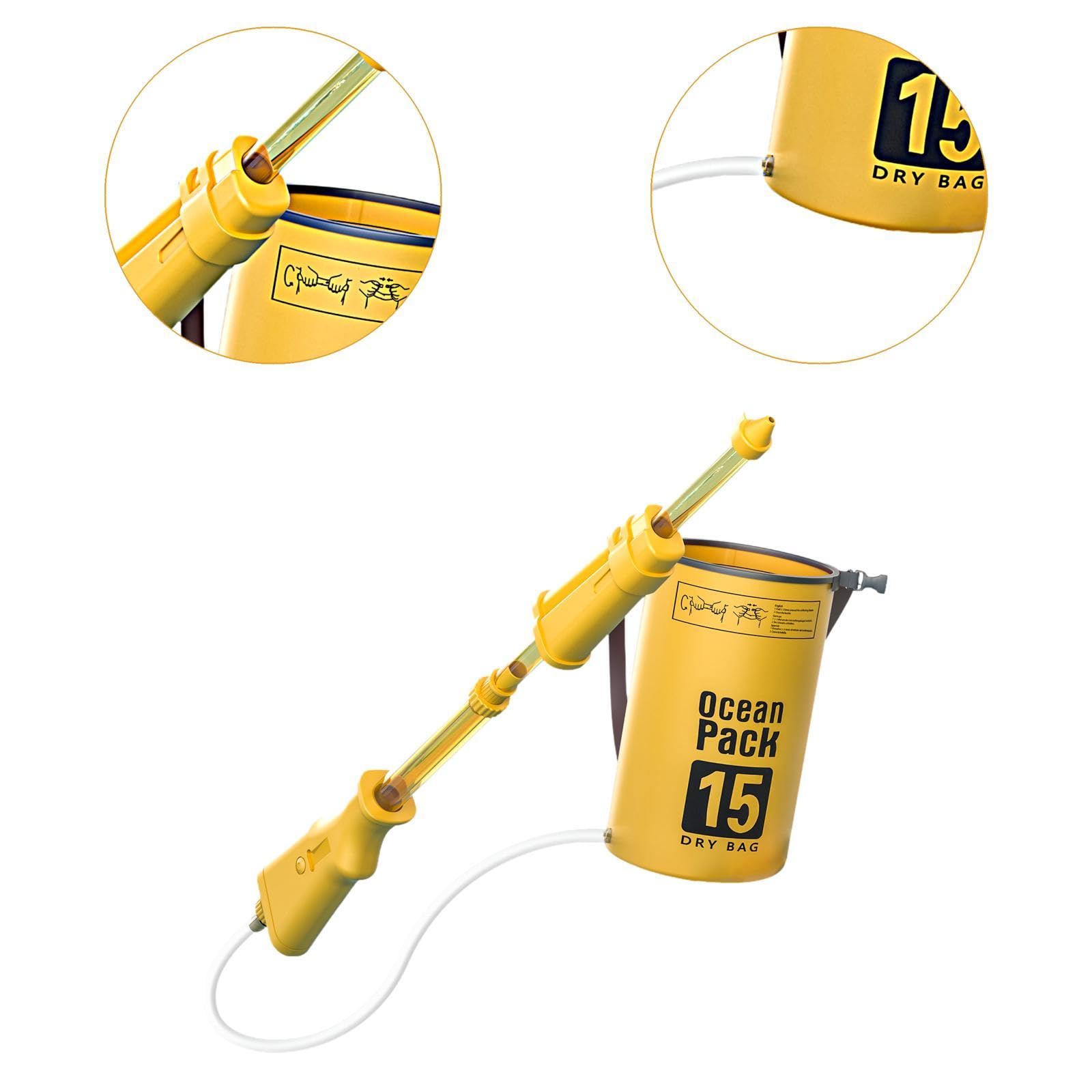 Wasserpistole Rucksack Wasserwerfer Spielzeug Wasserblaster Spritzpumpe Wasserspritze Kompakt Leicht Tragbar mit Nachfüllbeutel Und Zugtechnik für Kin, Gelb