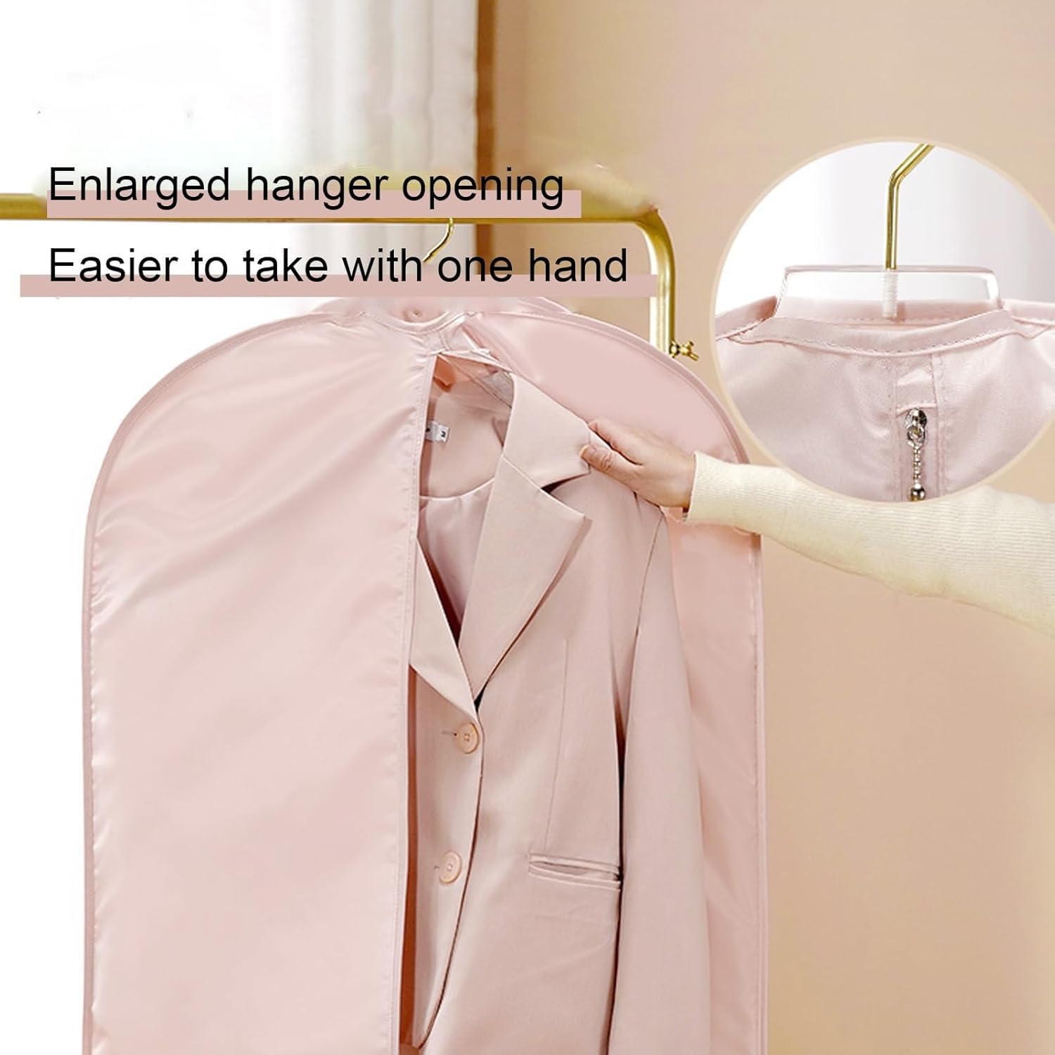 Kleiderhülle Zum Aufhängen,Dickes Kleidersäcke Mit Reißverschluss Aus Satin,Atmungsaktive Kleiderschutzhülle,Staubschutz Für Anzüge,Jacke,Hemd, Anzug,Kleid,Mantel,Langlebig,Waschbar
