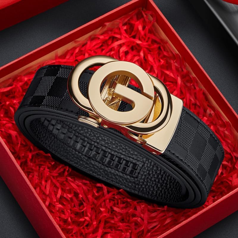 VANNANBA Mens Ratchet Belts Genuine Leather Belt Designer Belts Business Casual Fashion Dress Automatic Buckle with Gift Box - Image 5