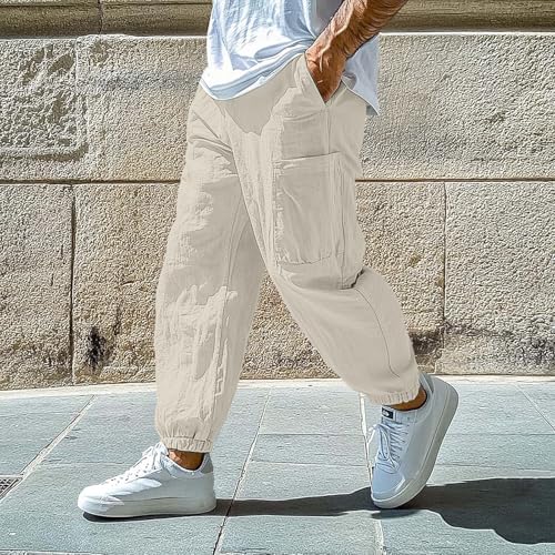 Men's Loose Pants Elastic Waist Drawstring Active Pants Casual Fashion Solid Color Breathable Pocket Trousers2