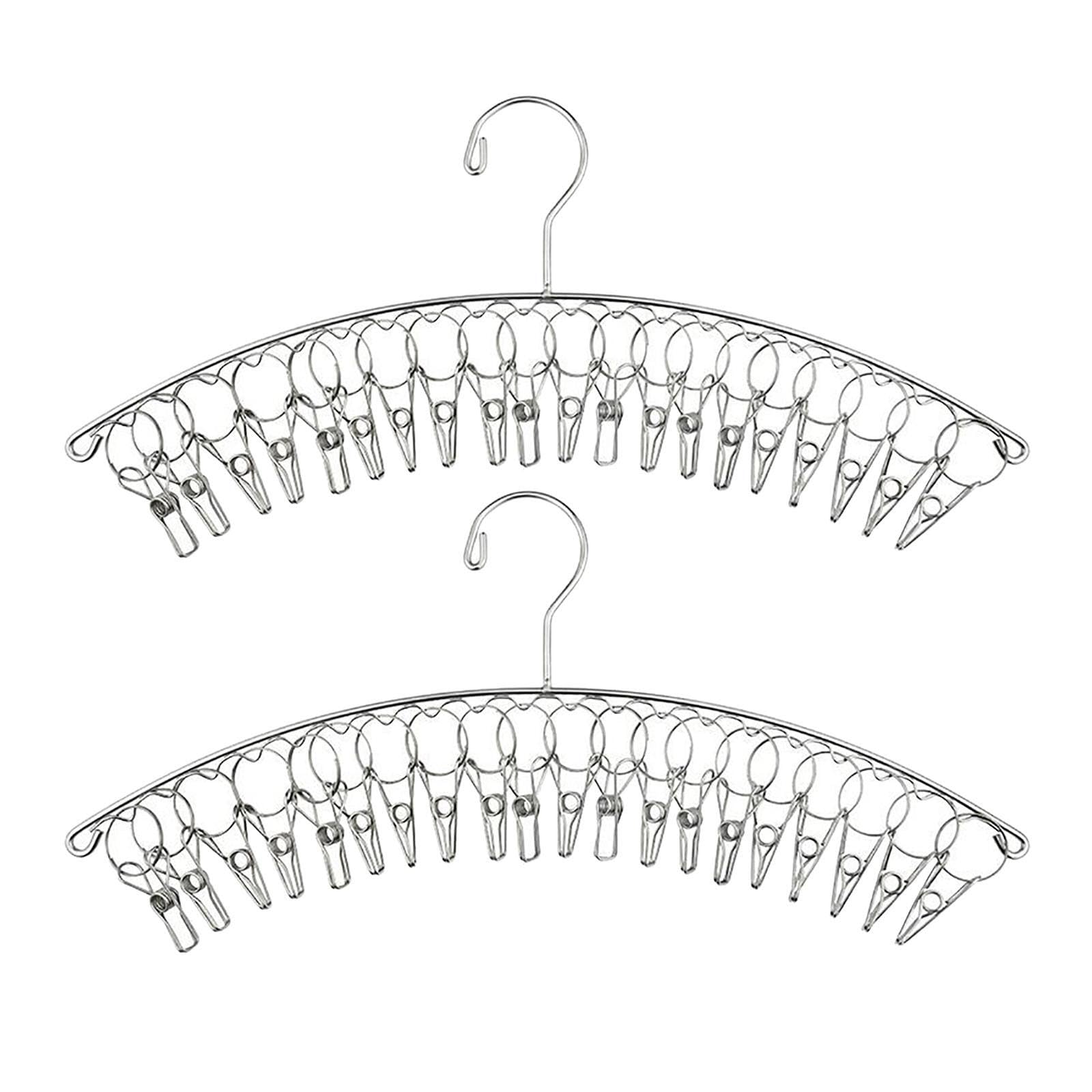 PIXZCSA Rust Proof Windproof Small Drying Racks Clothing Multi Clip Stainless Steel Sweater Drying Rack Baby Hangers Baby Hangers With Clips 2pcs Multi Clip