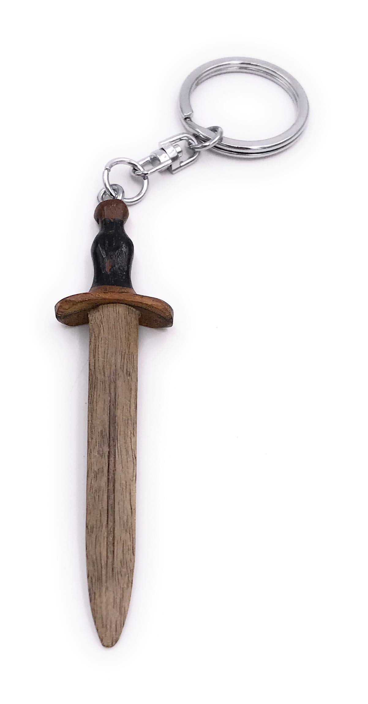 Onwomania Different Wooden Key Chain Sword Weapon Combat Sting Weapon Knight Medieval Pendant Charm