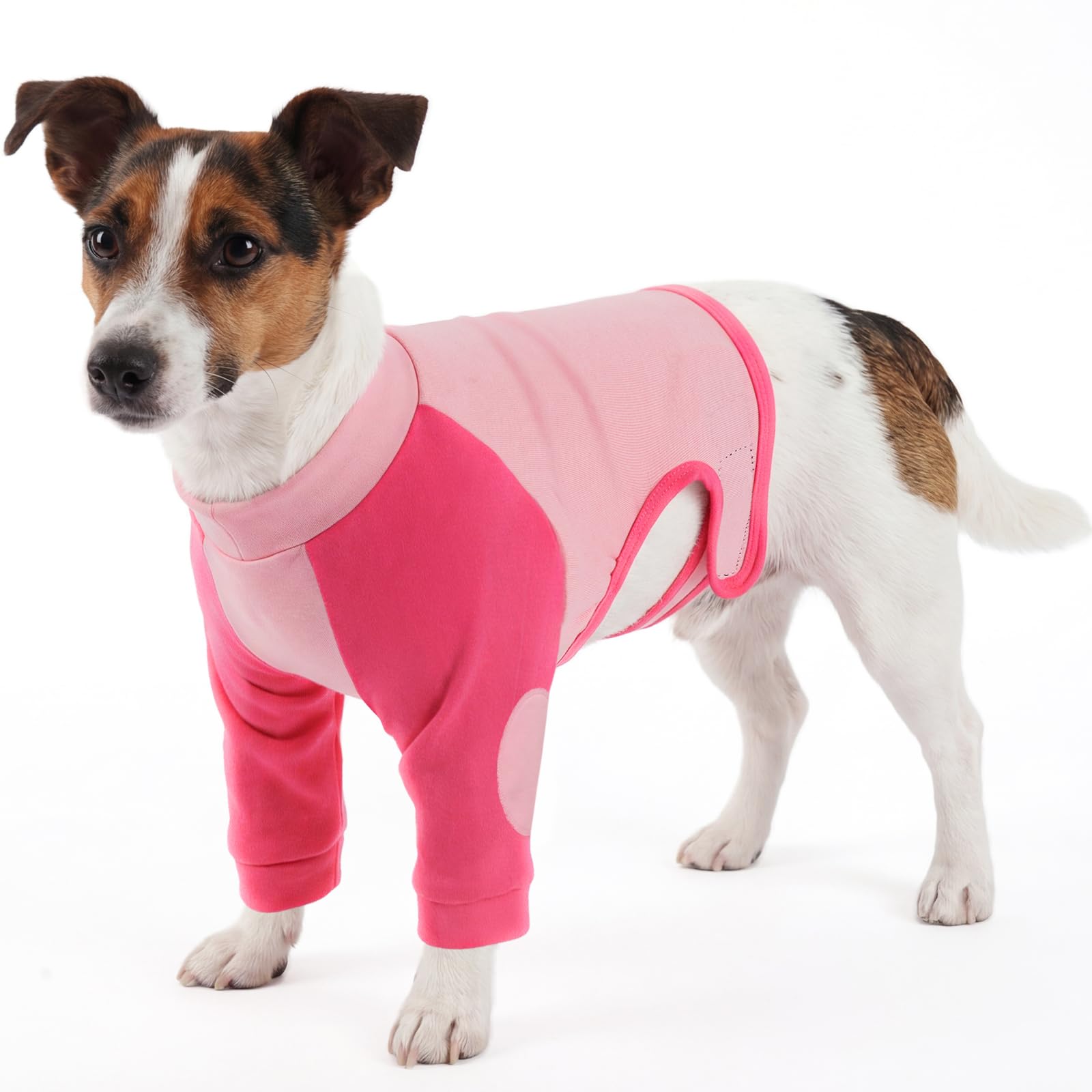 Kuoser Dog Recovery Suit with Front Legs Sleeve Elbow Protector, Pink S