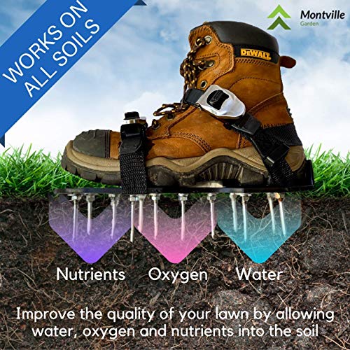 Lawn Aerator Shoes with Self-Tightening Straps 100% Fully Assembled Lawn Aerator Sandals by Montville Garden