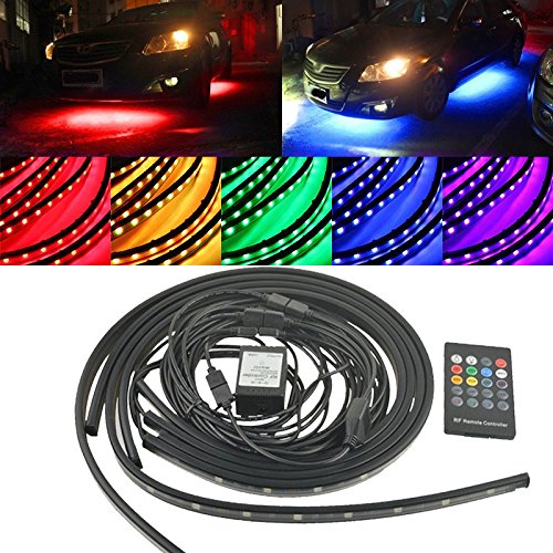 Generic 4pcs 5050 SMD RGB LED Strip 12V DC Under Auto Car Tube