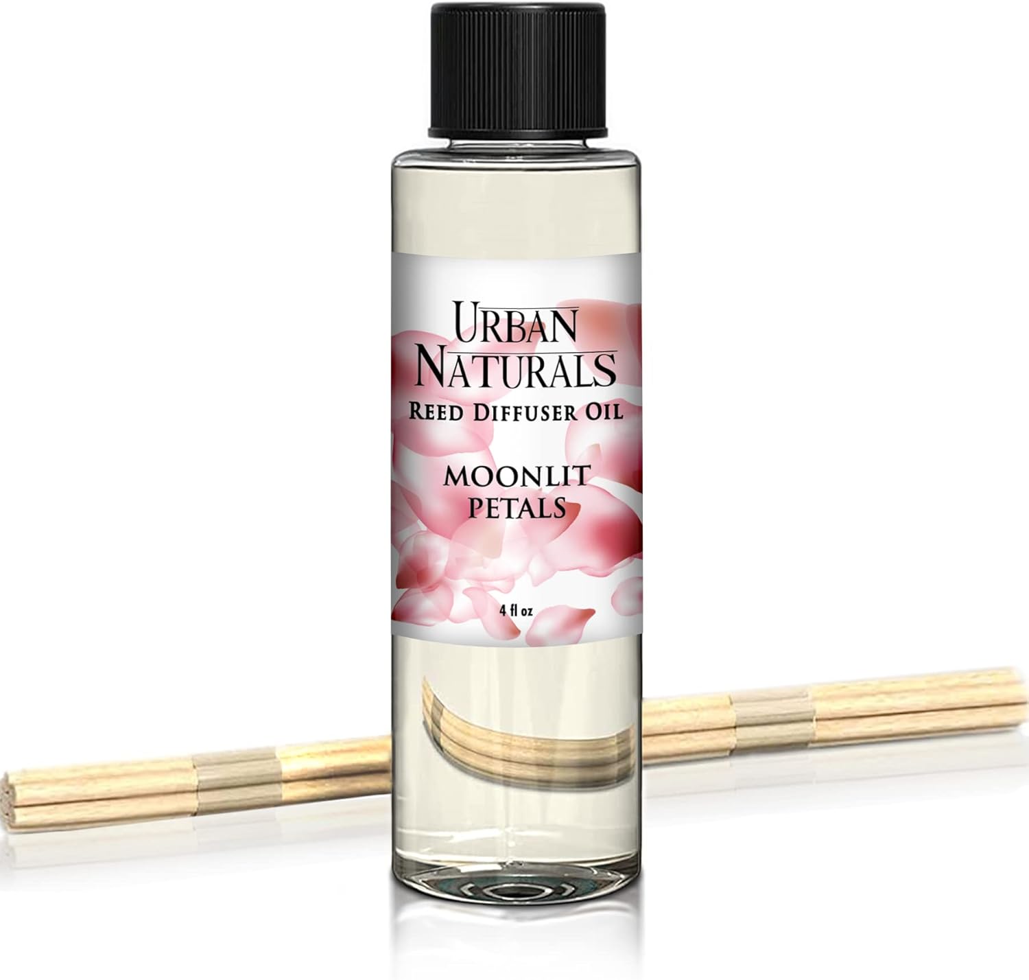 Urban Naturals Moonlit Petals Reed Diffuser Refill, 4 oz, Bundle with Moonlit Petals Reed Diffuser Set - Made with Essential Oils in The USA