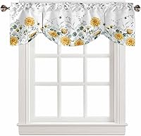 Vista 36 de Cenefa de cocina para ventanas, Día de la Independencia, pentagrama, textura de arpillera a cuadros, semitransparente, con bolsillo para barra