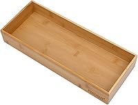 Vista 24 de Organizador de cajones de bambú, organizador de utensilios de cocina, bandeja de cubiertos, suministros de escritorio de oficina y accesorios, 15 x